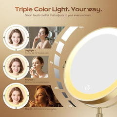 Dienmern lighted makeup mirror 360-degree rotation lets you frame from any seat