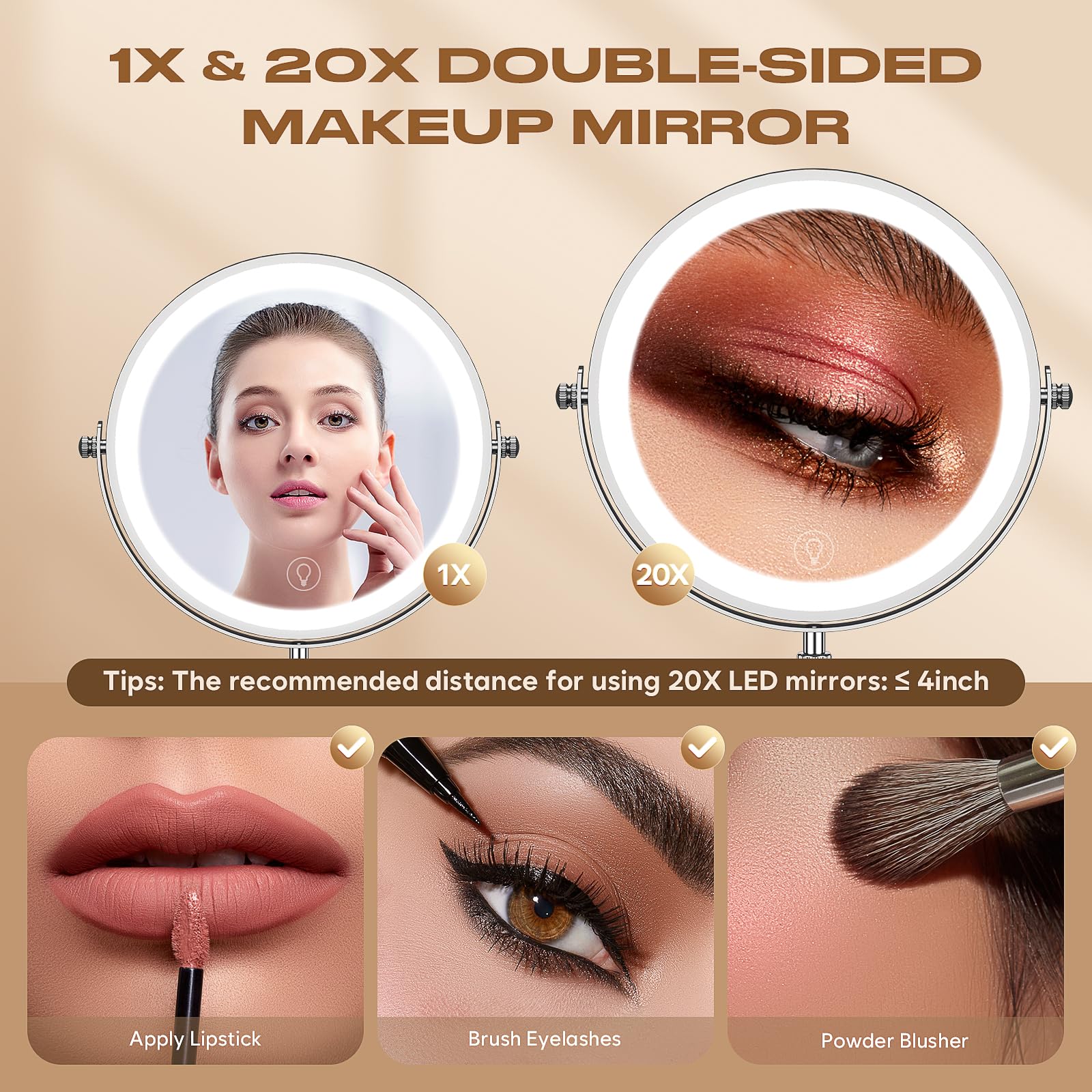 Dienmern large 9-inch mirror with wide-angle view for easy full-face makeup