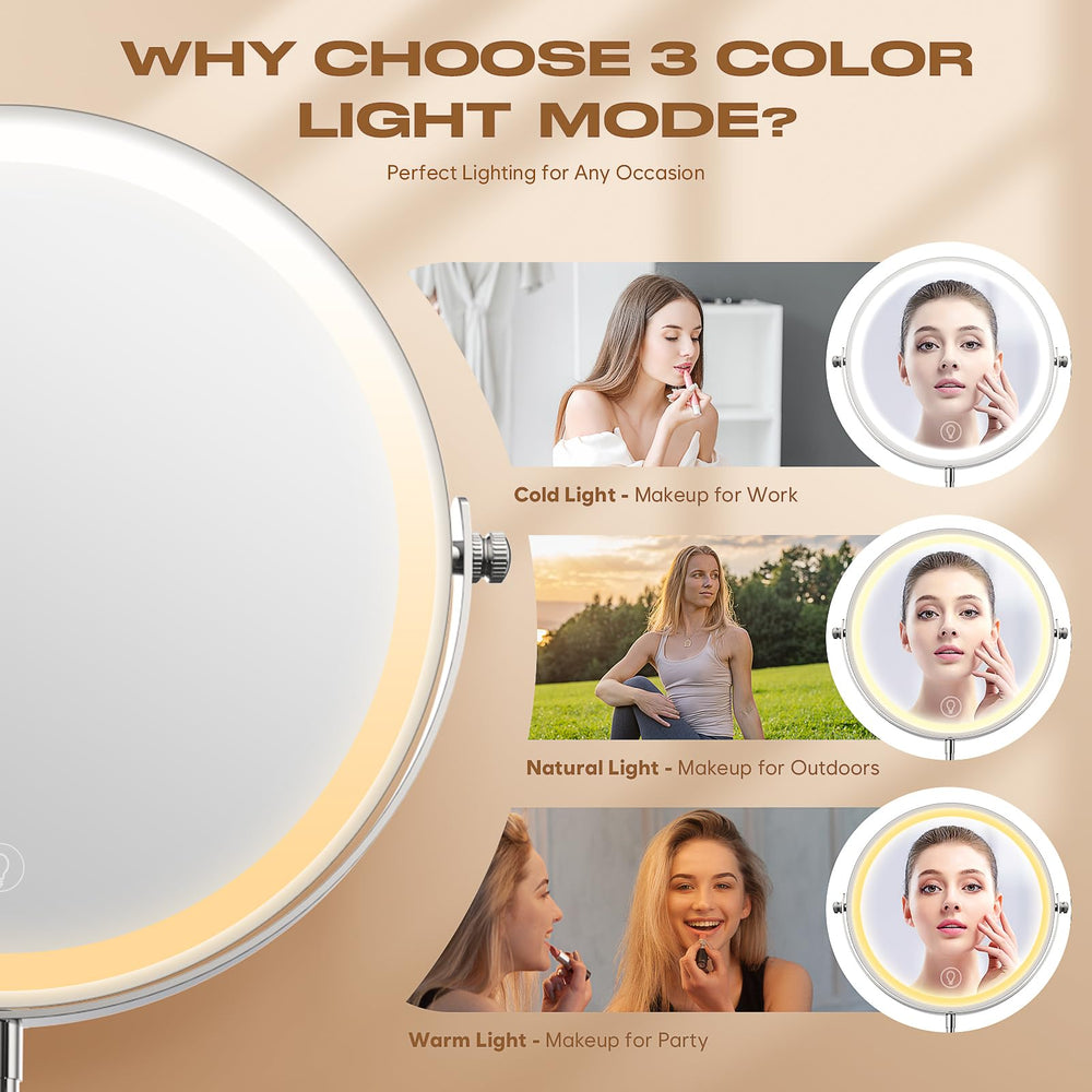 Dienmern LED lighting colors warm natural cool, great for true-color makeup
