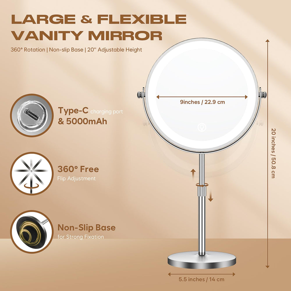 Dienmern makeup mirror 1x-20x dual magnification emphasizes detailed eyeliner and lash work