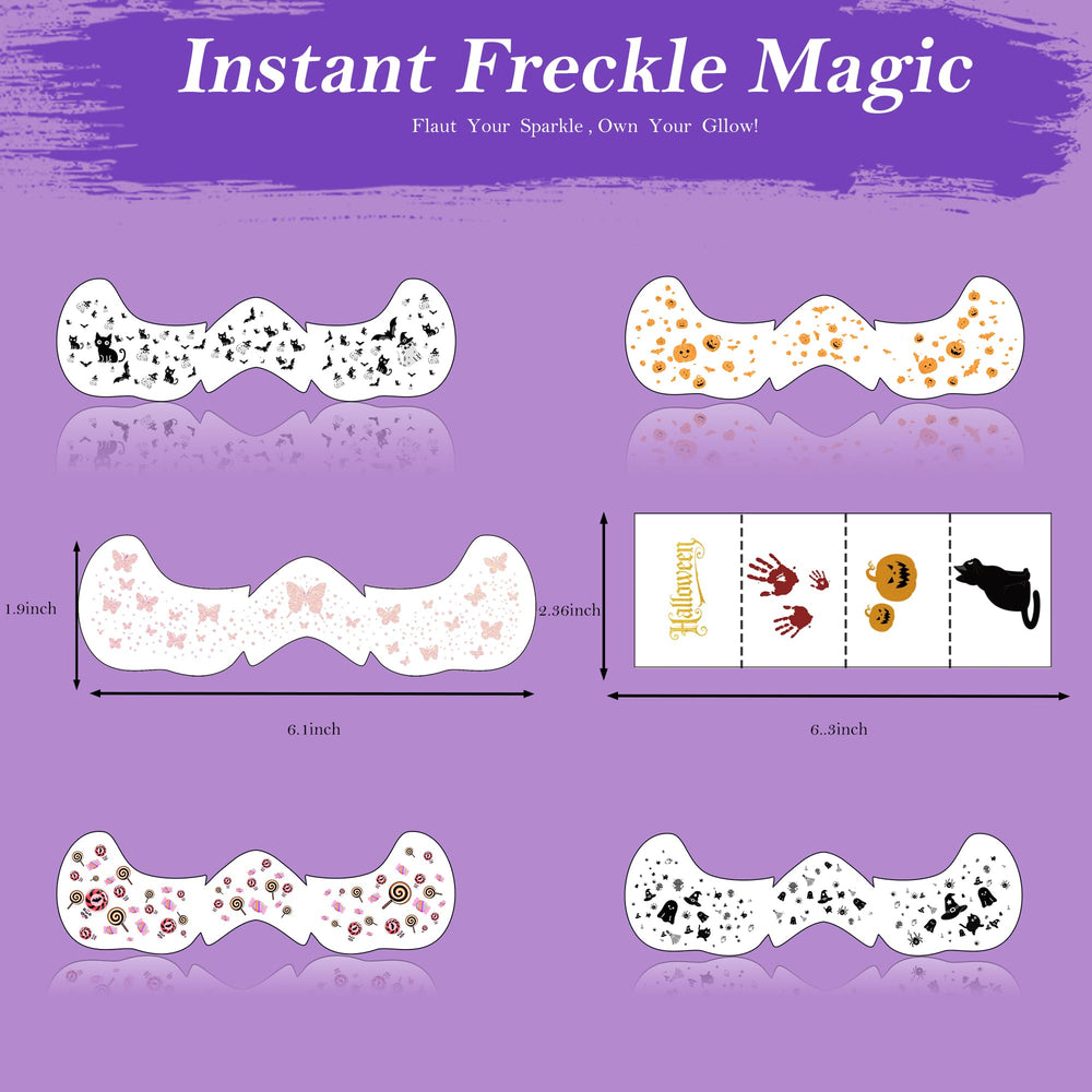 Diesetsr face glitter freckles tattoos bat design pairs with party outfits.