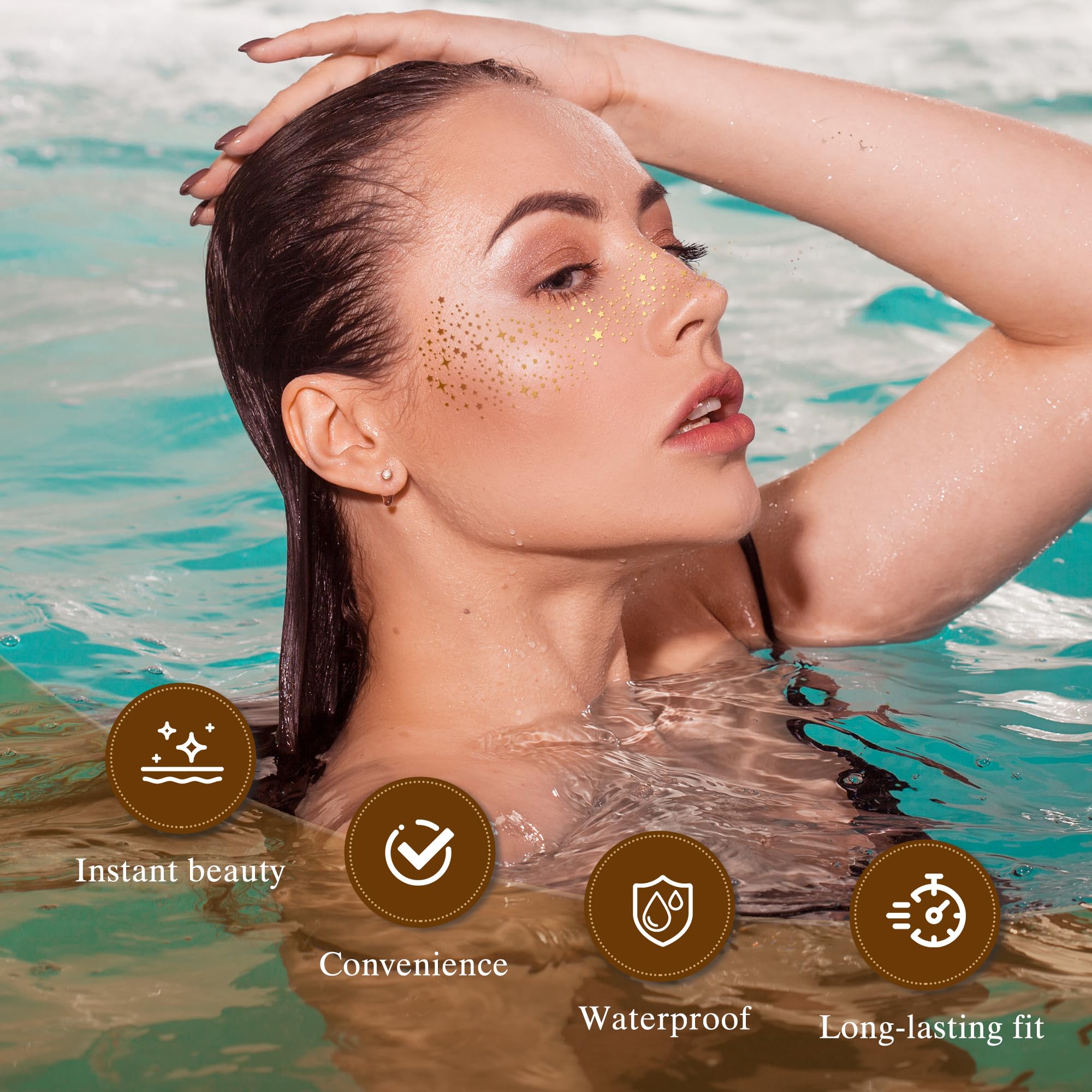 Diesetsr Glitter Freckles simple peel-and-stick application for quick daily or event looks.