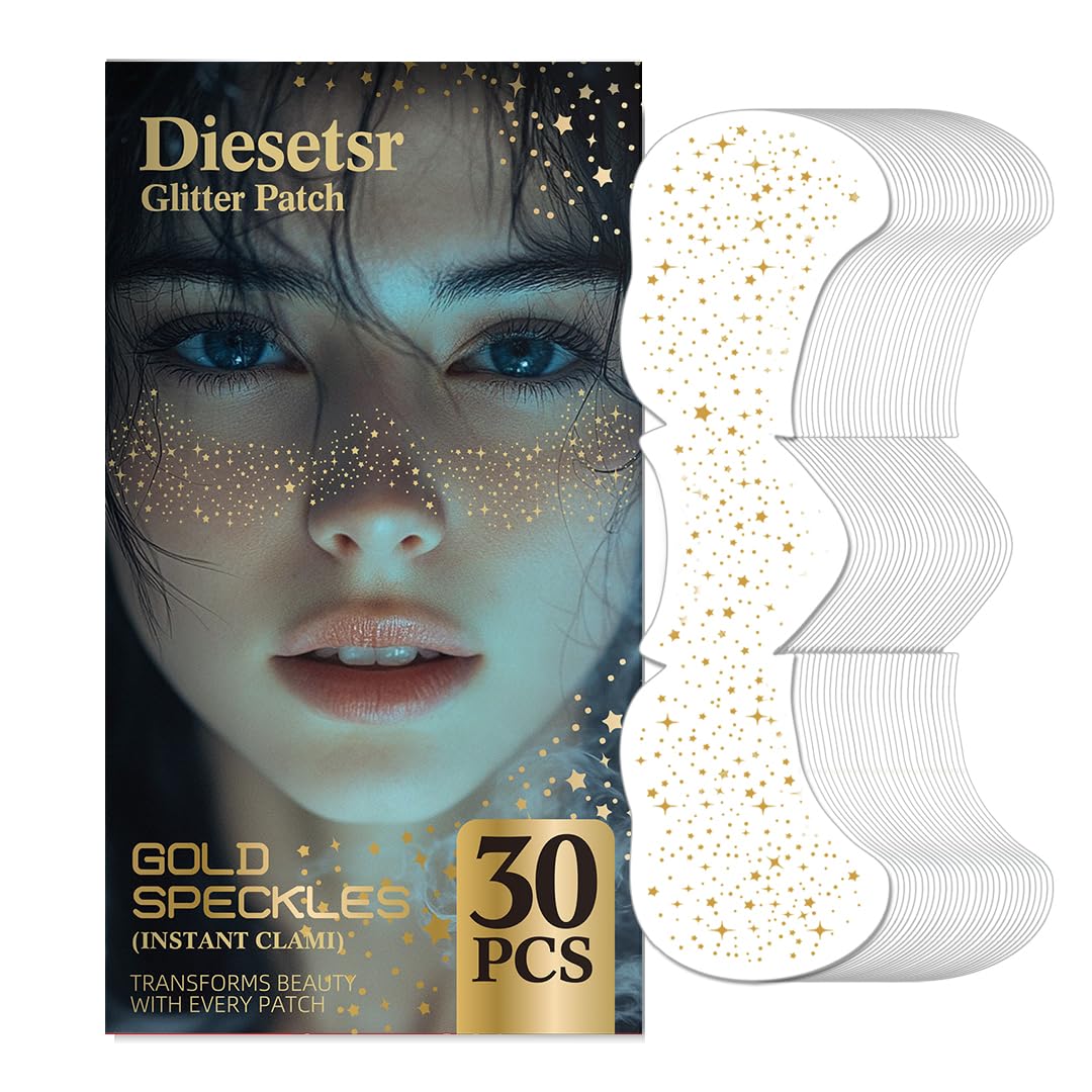 Diesetsr Glitter Freckles face tattoos 30pcs gold set adds festive sparkle for party looks.