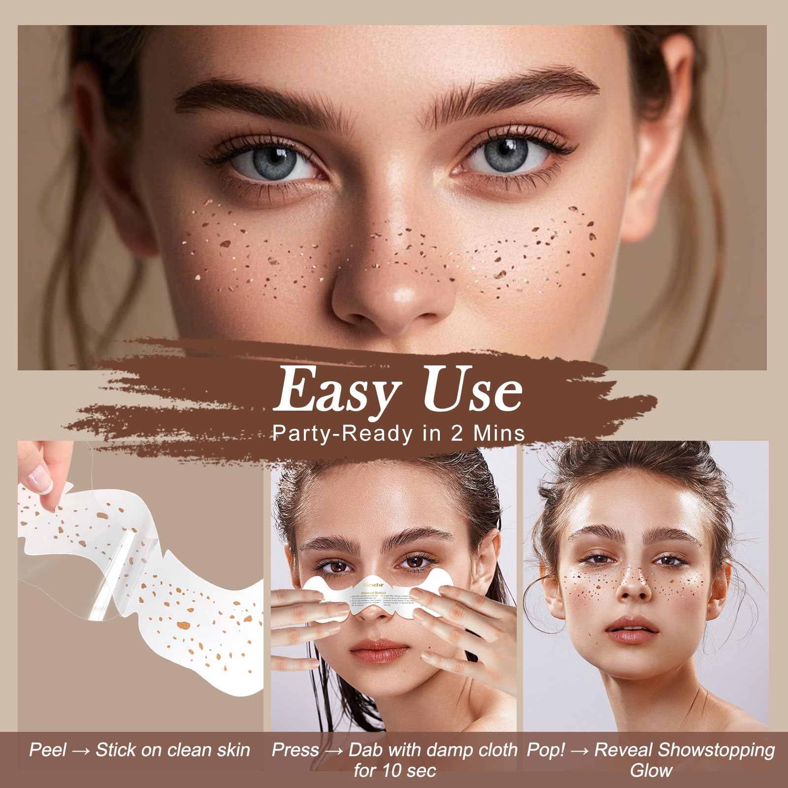 Diesetsr Glitter Freckles easy removal keeps skin comfortable after use.