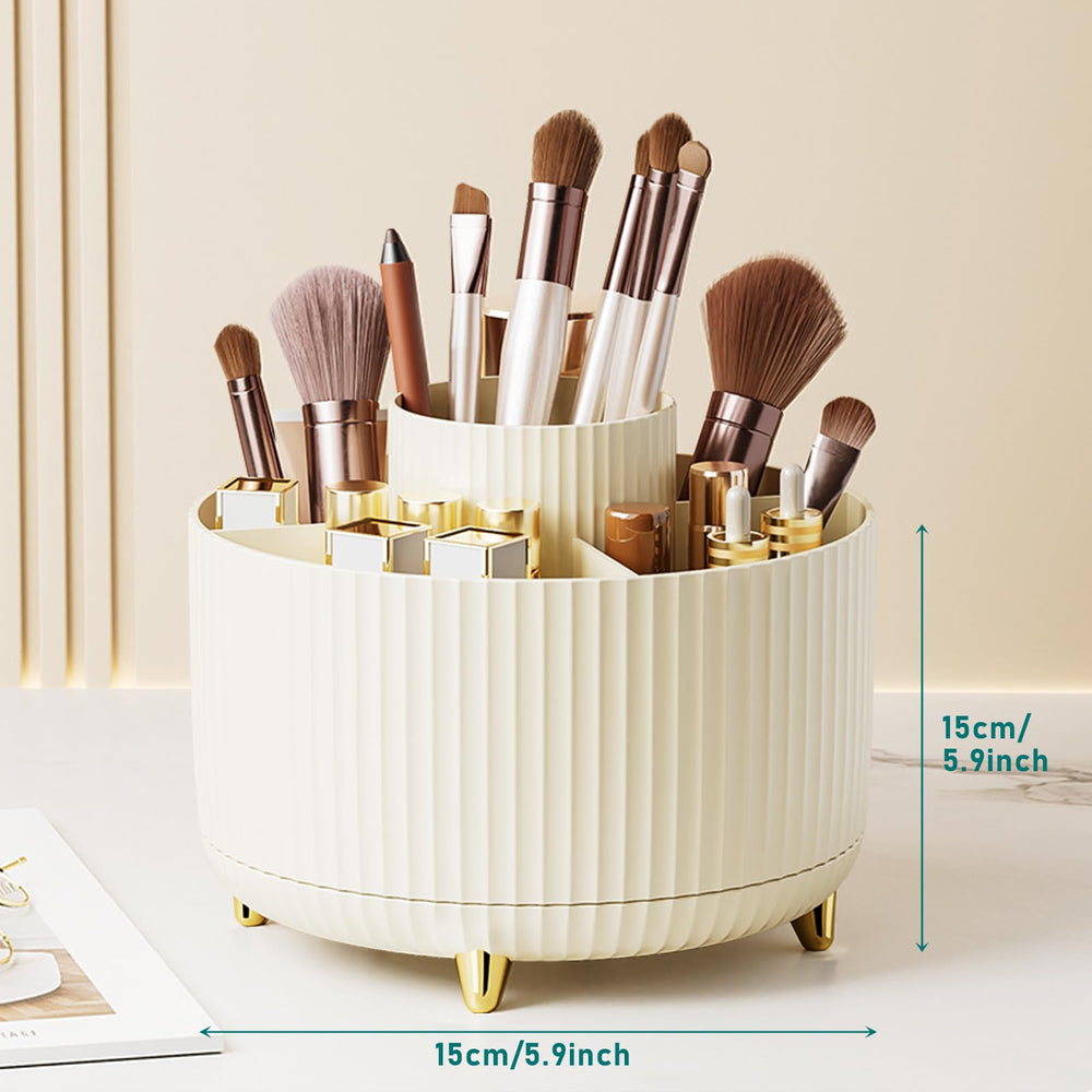 Diesisa compact 4.9 by 5.9 inches rotating organizer saves counter space.