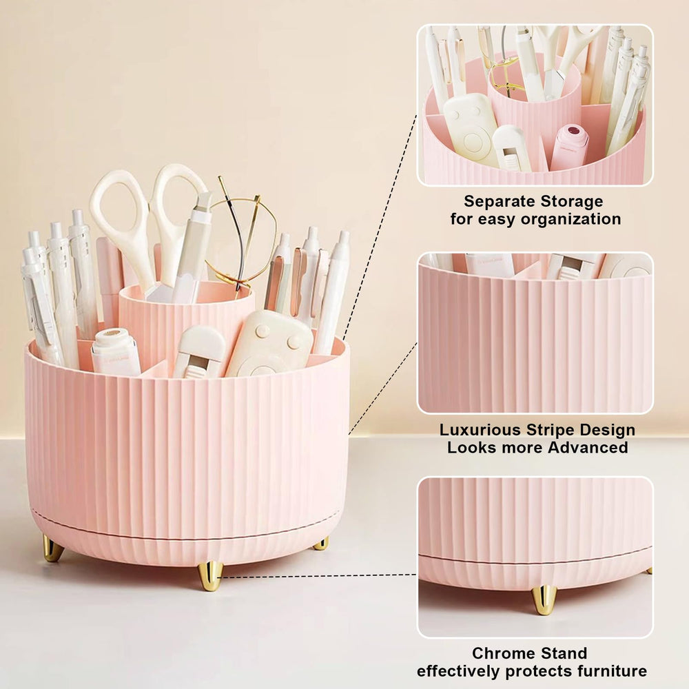 Diesisa cosmetics storage on vanity maintains tidy, stylish surfaces