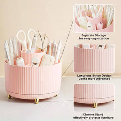 Diesisa cosmetics storage on vanity maintains tidy, stylish surfaces