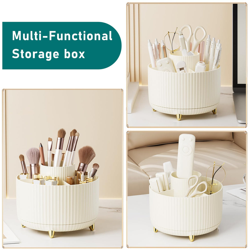 Diesisa cream vanity cosmetics storage keeps your countertop neat and stylish.