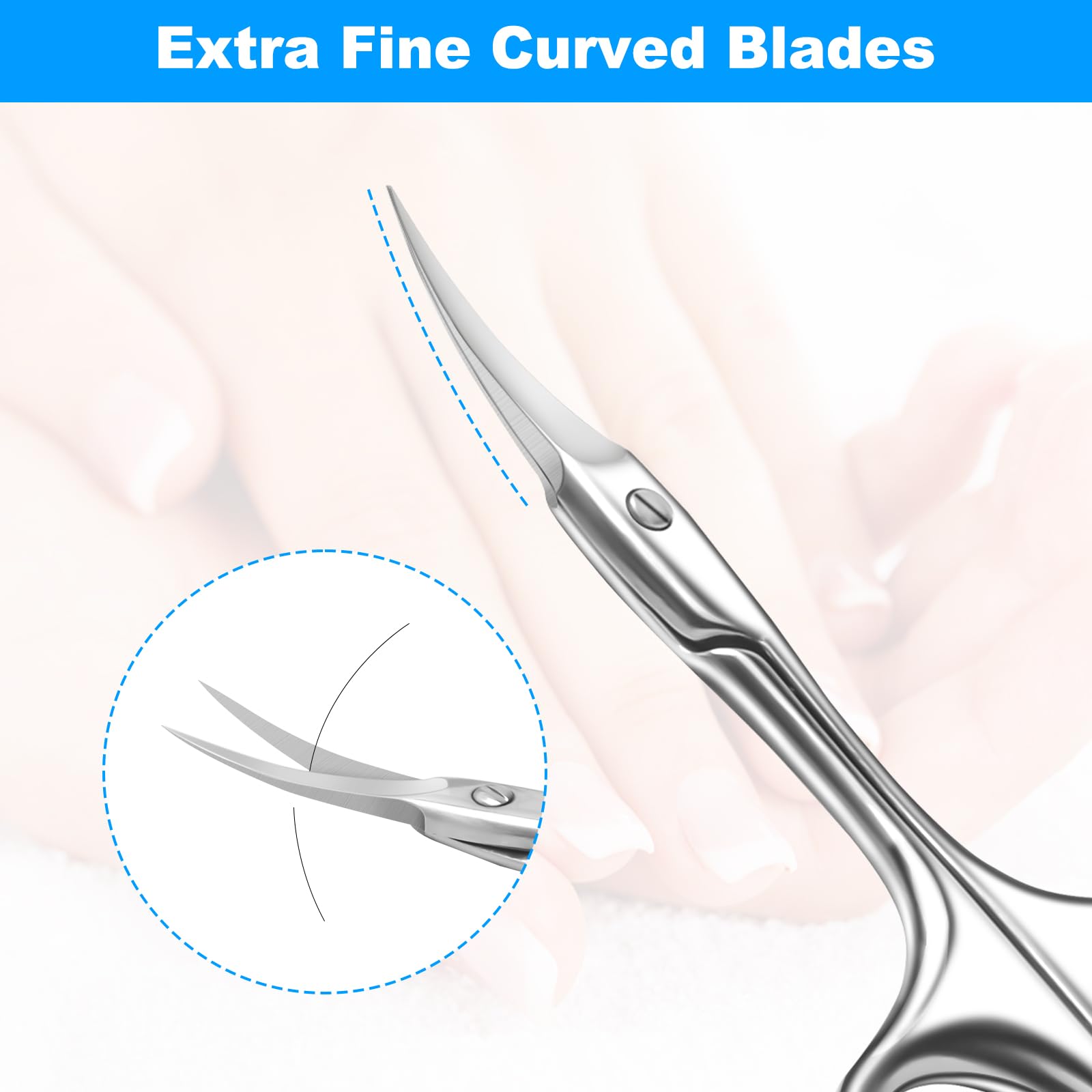 Diesisa curved cuticle scissors in premium faux leather case for portability
