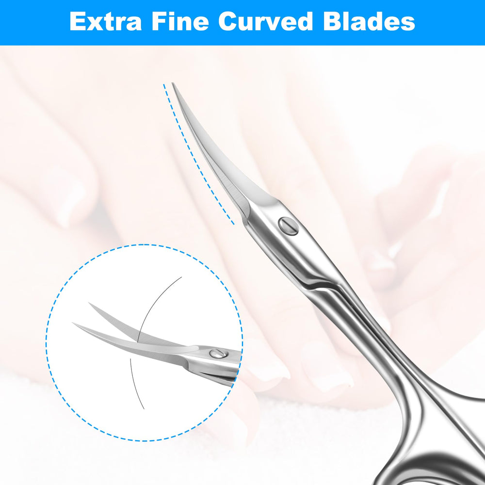 Diesisa curved cuticle scissors in premium faux leather case for portability