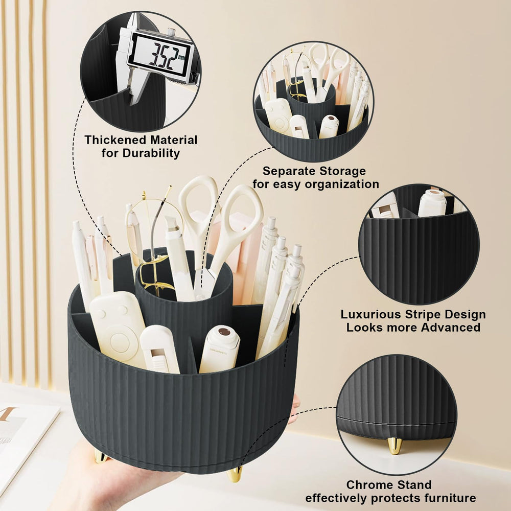 Diesisa makeup brush holder front view highlights compact vanity storage.