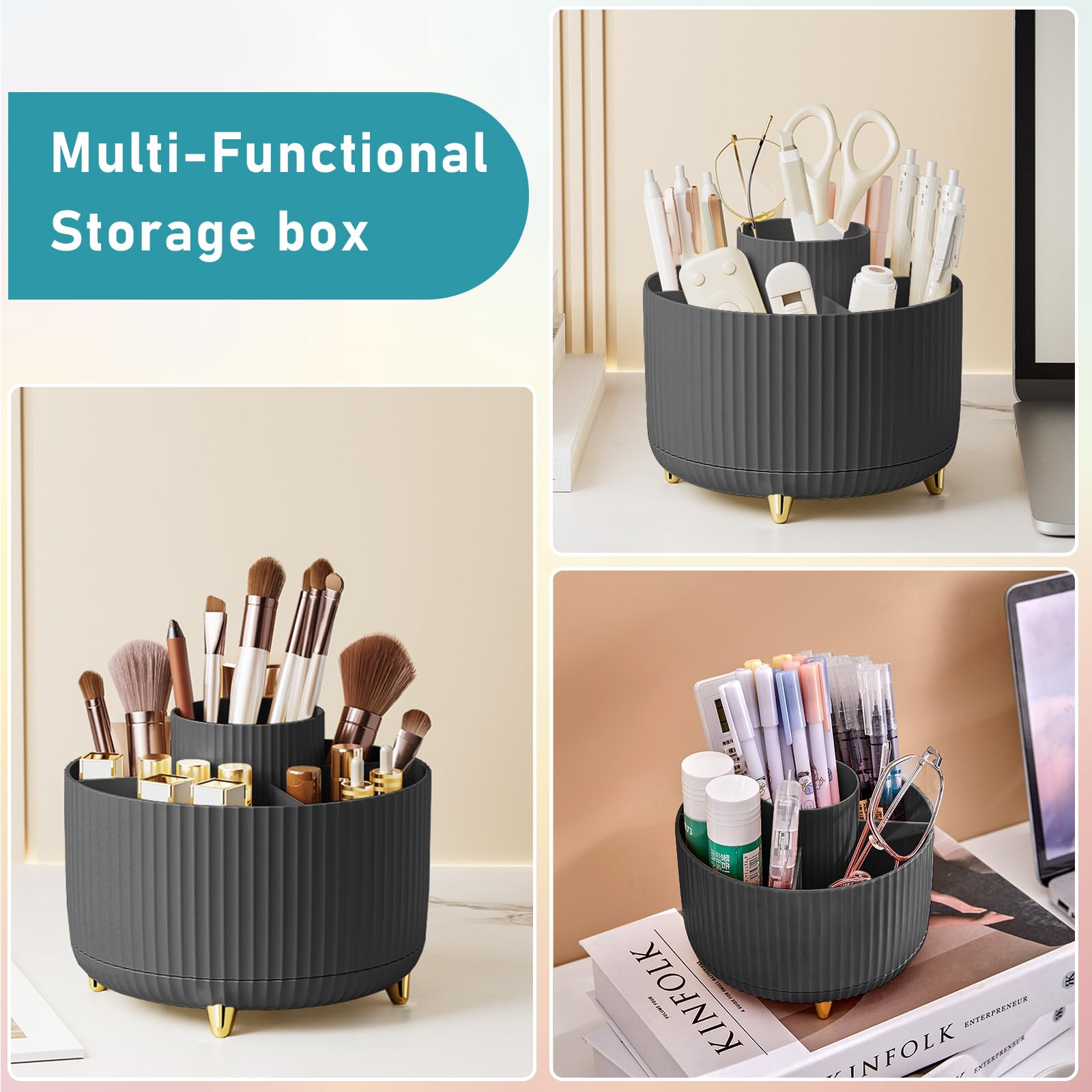 Diesisa makeup storage desk vanity black keeps countertops tidy.