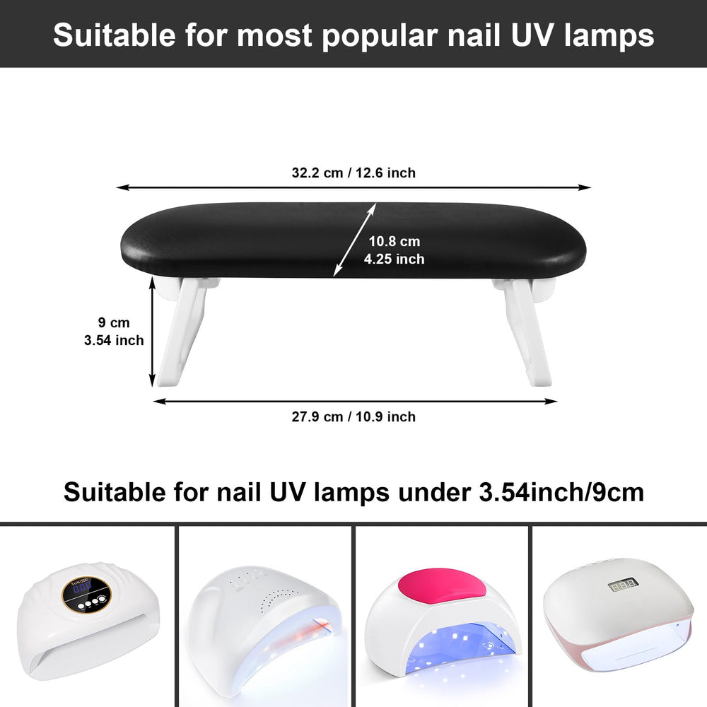 Diesisa nail arm rest includes manicure mat to protect the workspace.