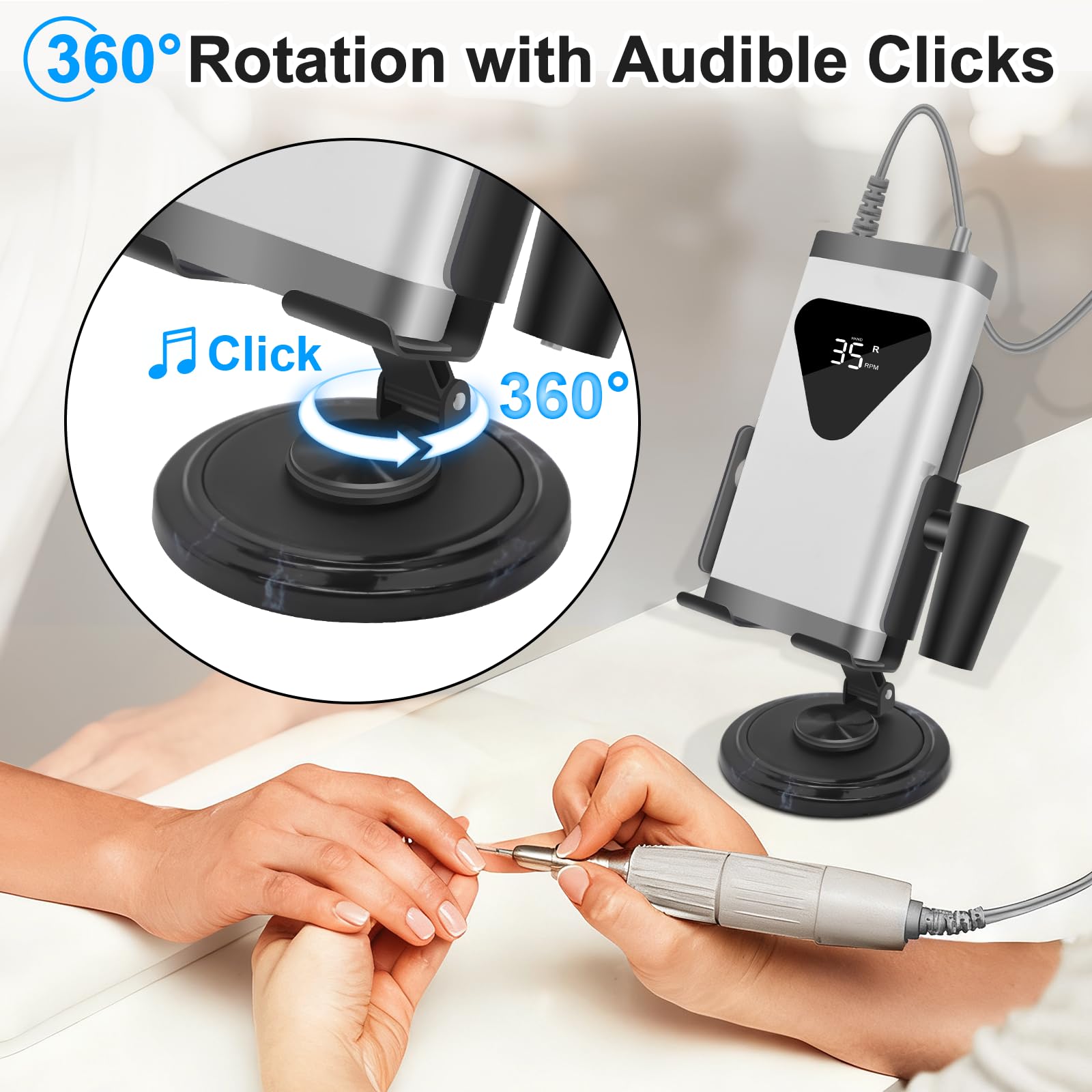 Diesisa dual-axis lift and tilt enable comfortable height and angle.