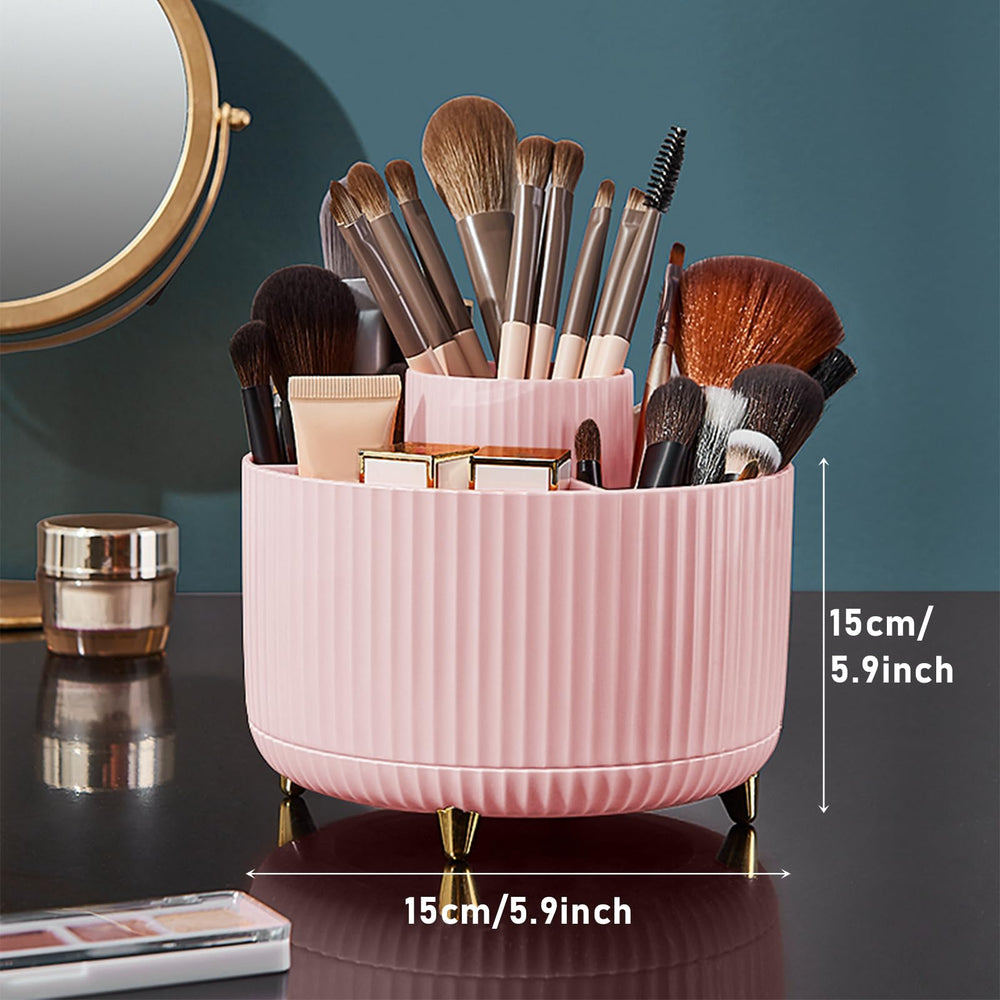 Diesisa pink rotating storage organizer adds color and convenience to vanity