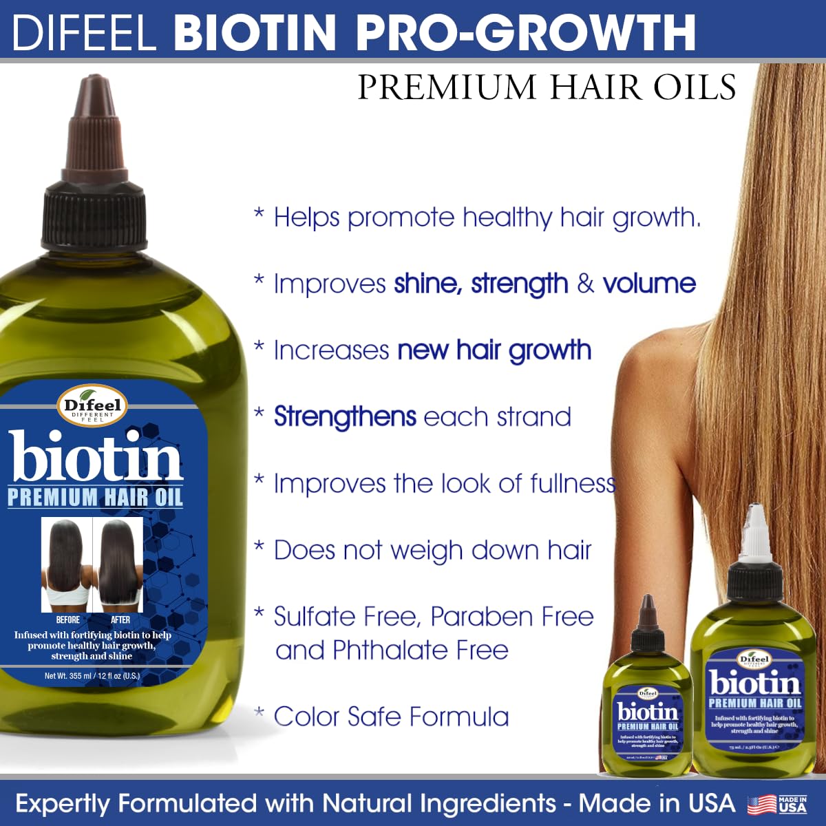 Difeel Biotin Regimen display suggests consistent care for hair health