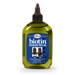 Difeel Biotin Premium Hair Oil bottle front shows lightweight formula for healthier-looking hair.