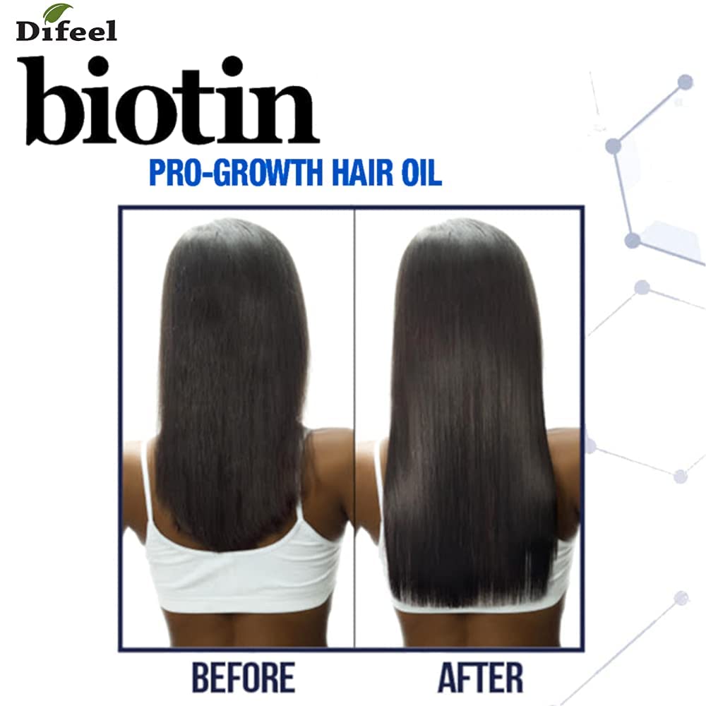 Difeel Biotin Premium Hair Oil pouring shot implies easy, quick application.