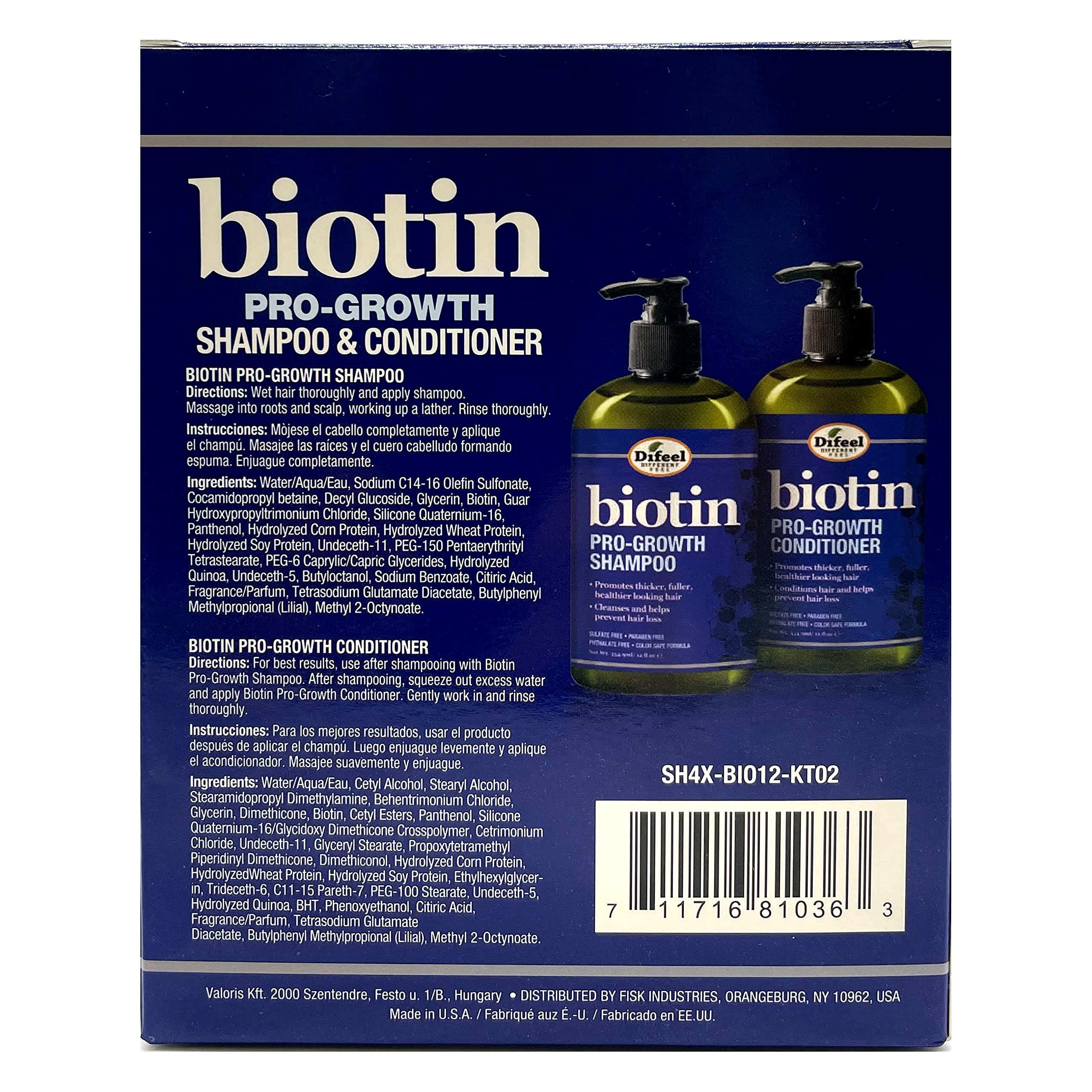Difeel Biotin Pro-Growth Conditioner bottle emphasizes fuller, stronger hair conditioning.