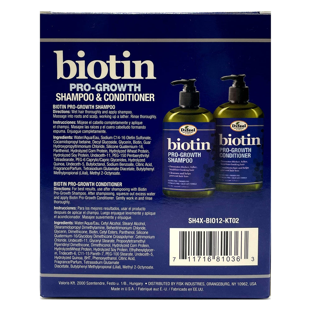 Difeel Biotin Pro-Growth Conditioner bottle emphasizes fuller, stronger hair conditioning.