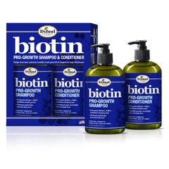 Difeel Biotin Pro-Growth Shampoo bottle highlights thinning-hair support.
