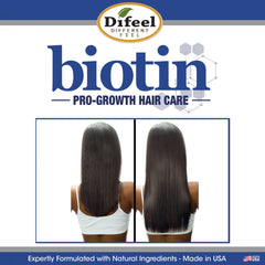 Difeel Biotin Pro-Growth Shampoo label focuses on sulfate- and paraben-free formula.