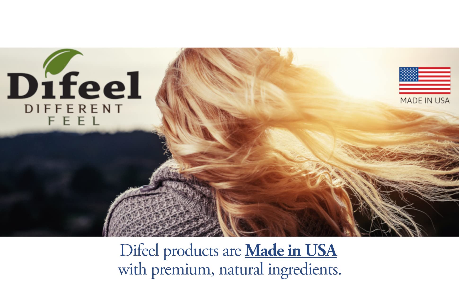 Difeel Biotin Pro-Growth USA label reinforces quality and origin.