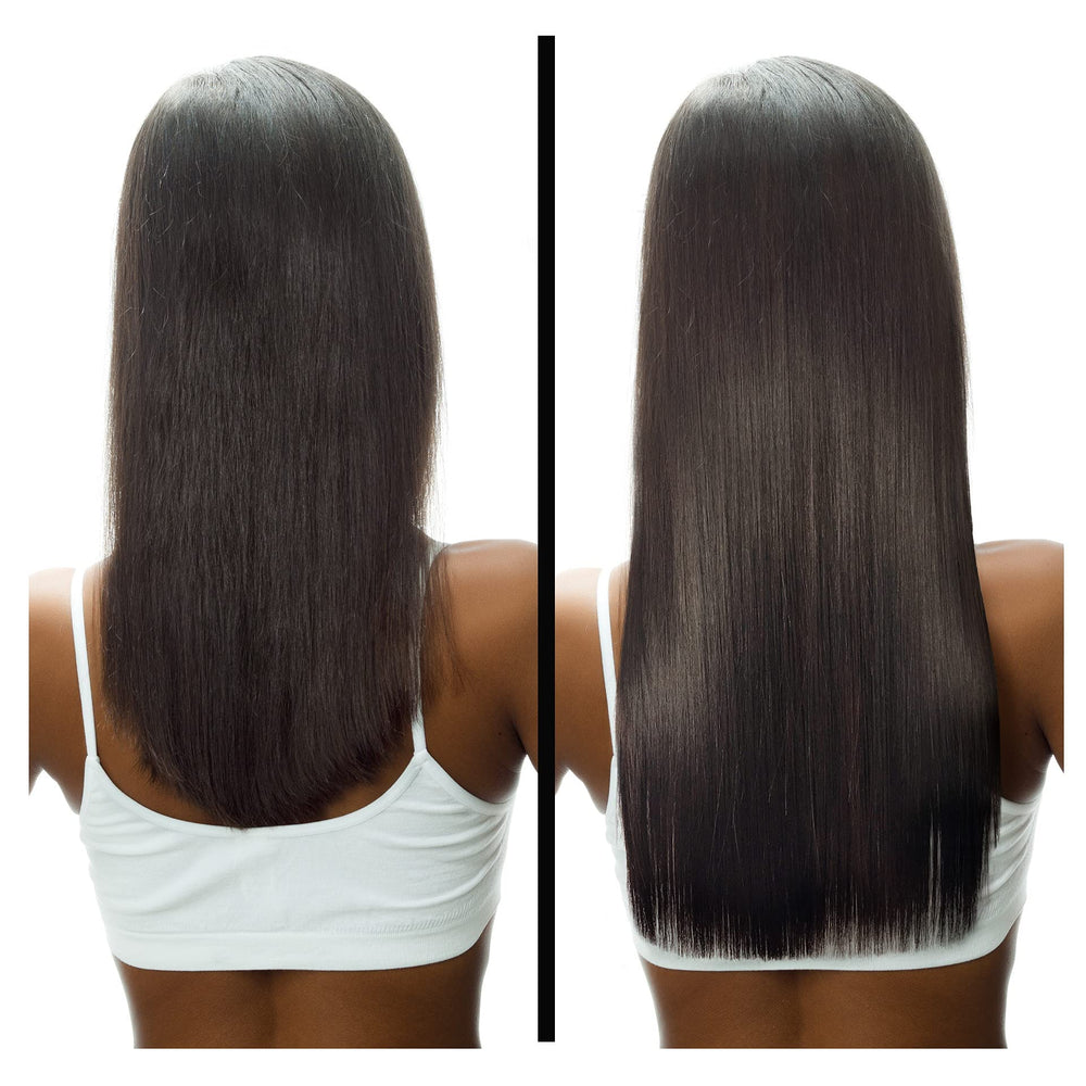 Difeel Biotin Root Stimulator bottle beside hair fibers to indicate root focus
