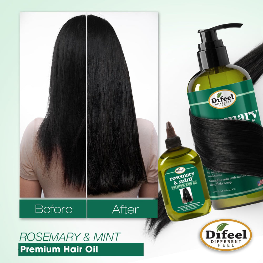 Difeel hair oil on hair strand shows moisture and shine