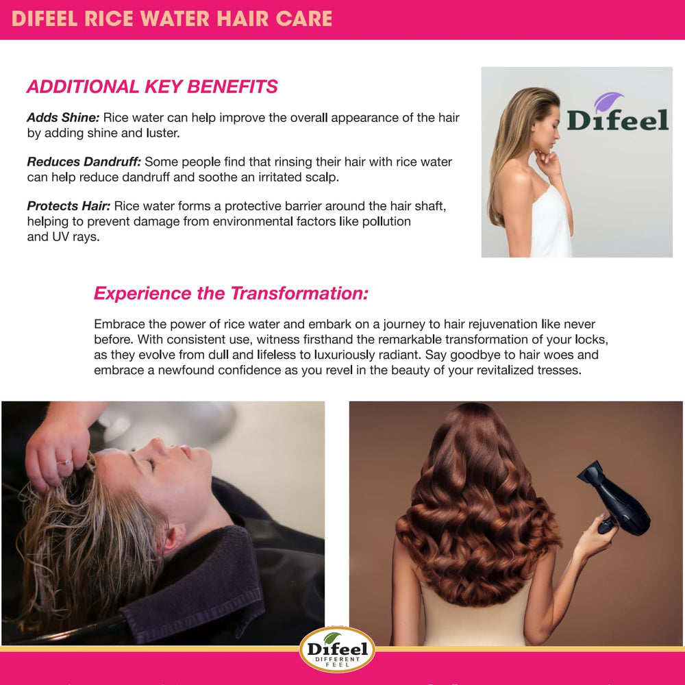 Difeel Rice Water Leave-In Spray after-wash use on damp hair.