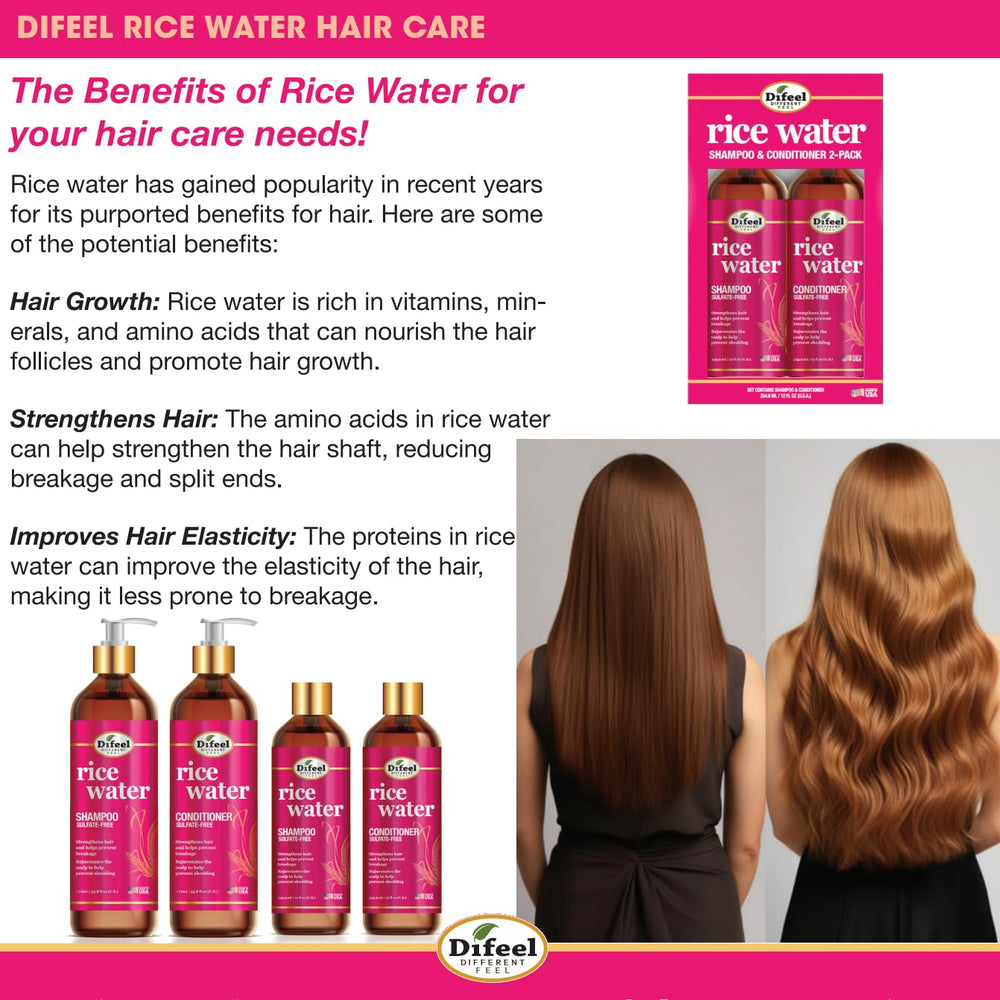 Difeel Rice Water Leave-In Spray ingredient highlight with rice for nourishment.