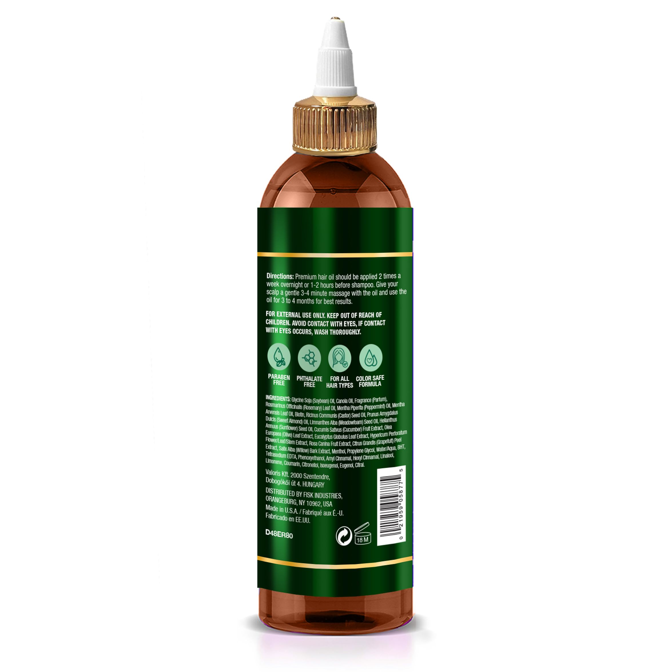 Difeel rosemary and mint oil 8oz label highlights biotin for healthy growth