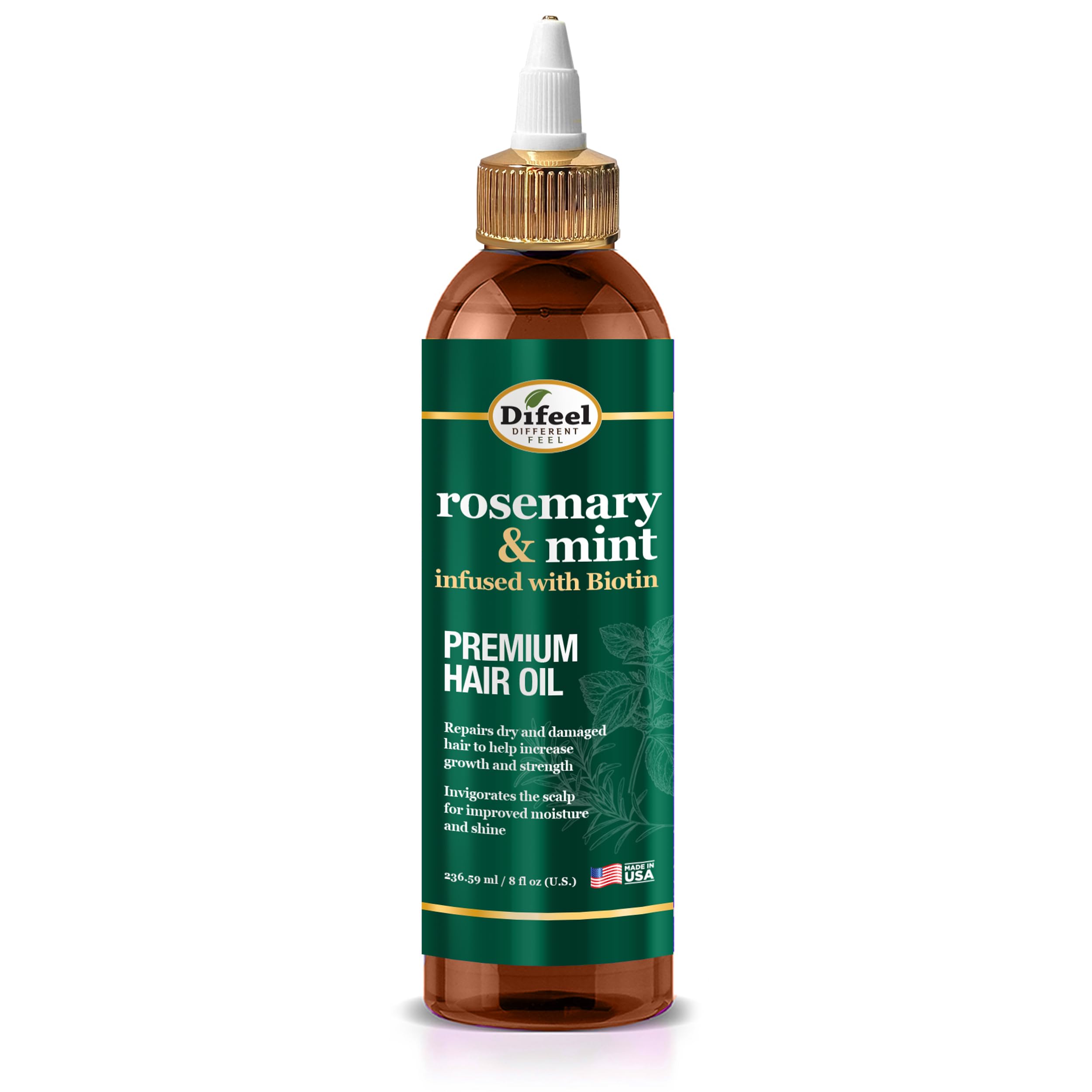 Difeel rosemary and mint premium hair oil bottle nourishes scalp and hair