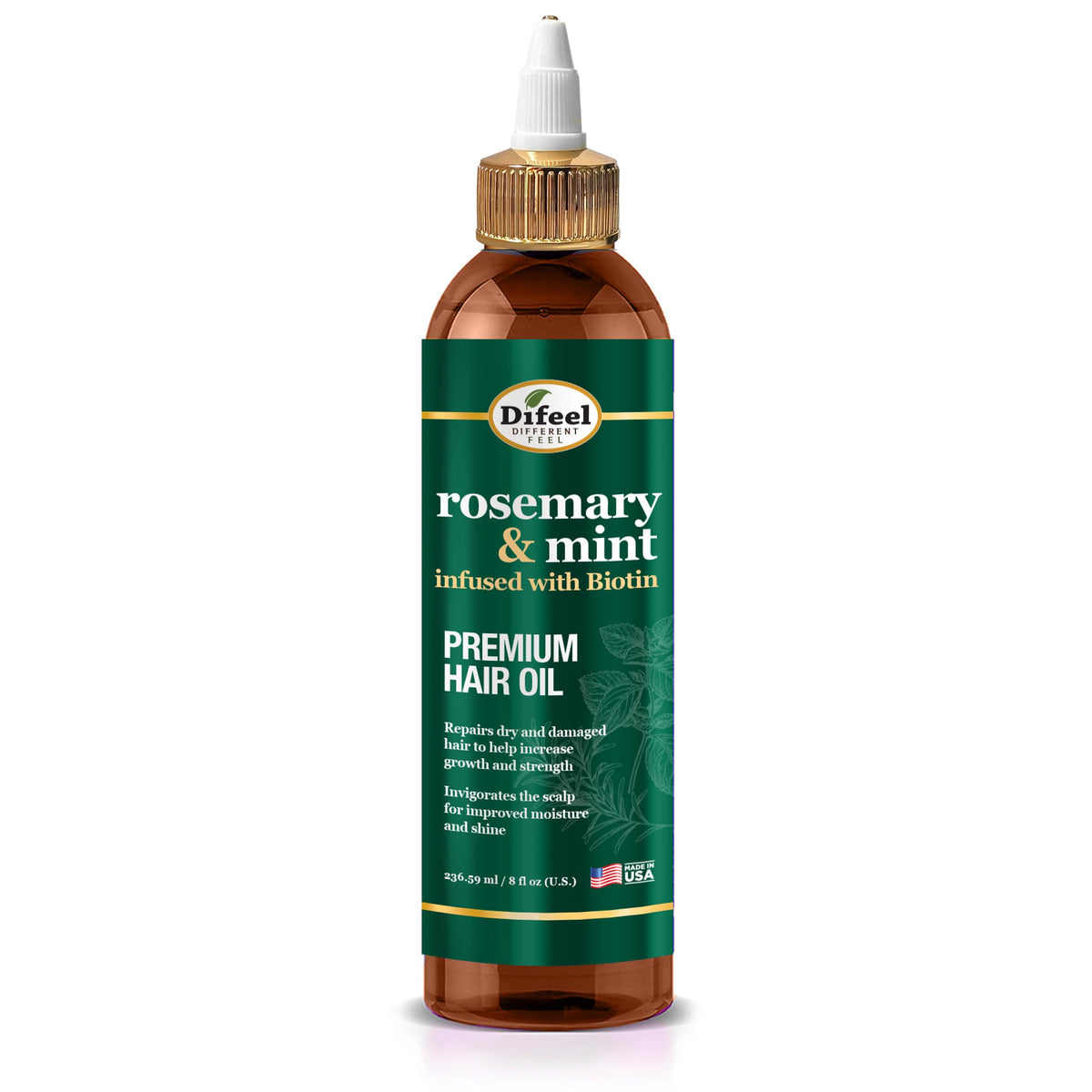 Difeel rosemary and mint premium hair oil bottle nourishes scalp and hair