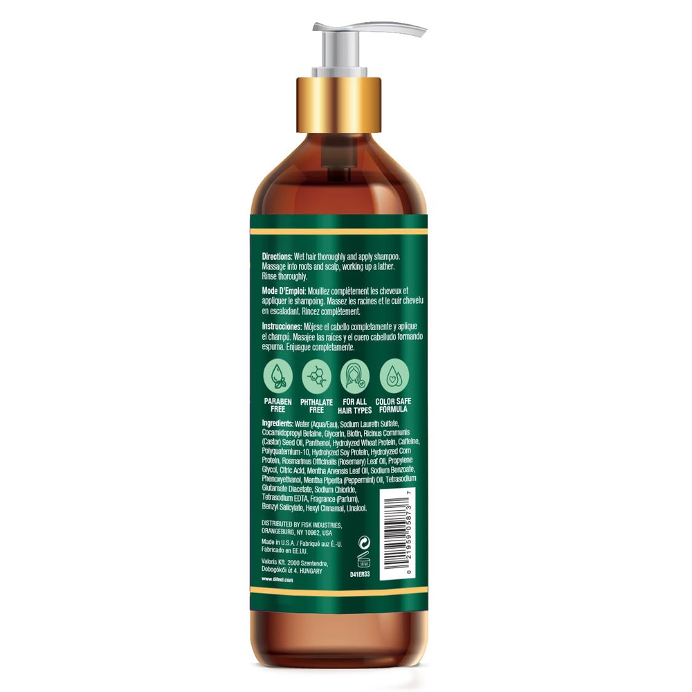Biotin ingredient note on Difeel shampoo packaging supports hair health.