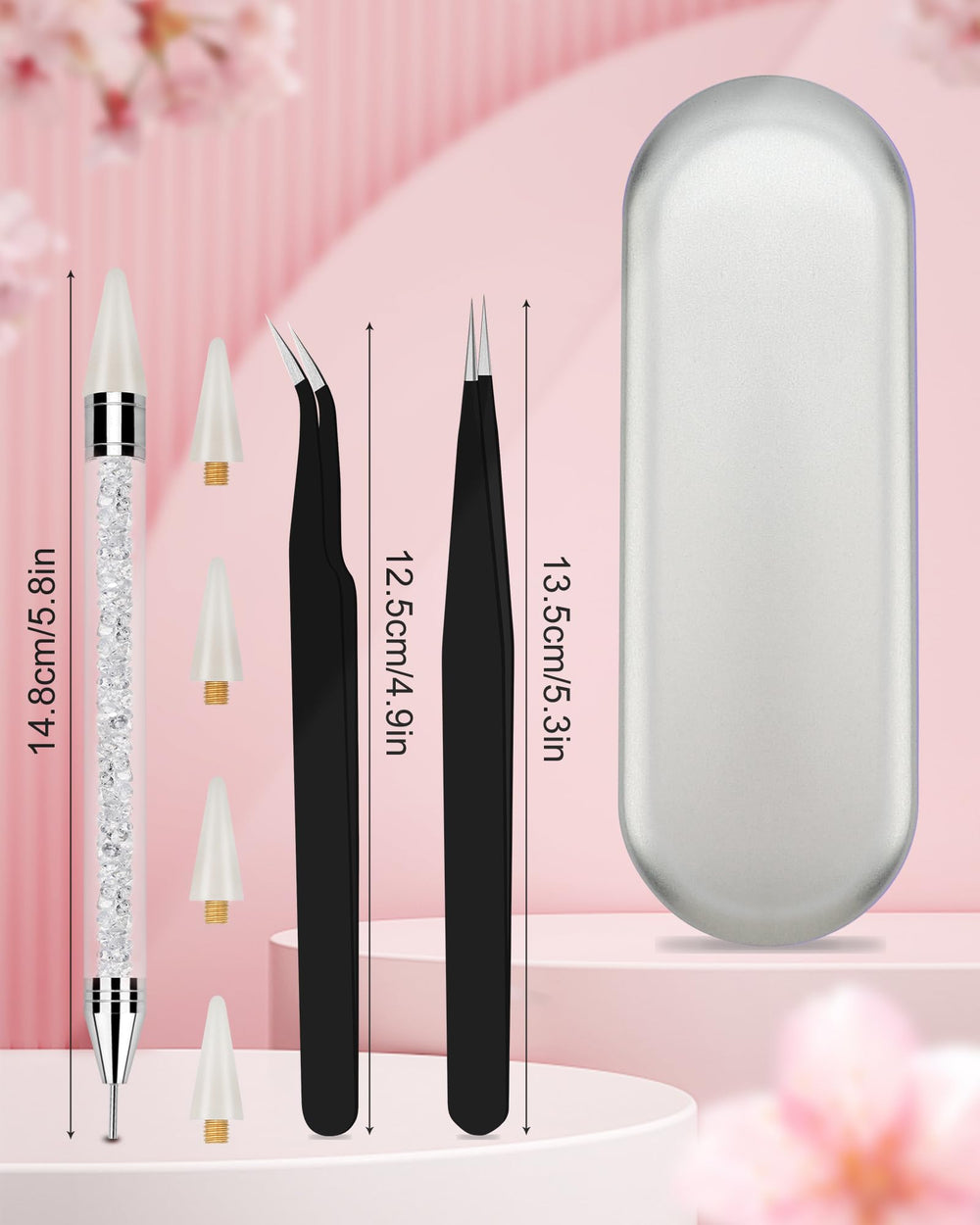 Difenni nail-art diamond placement for precise embellishments.
