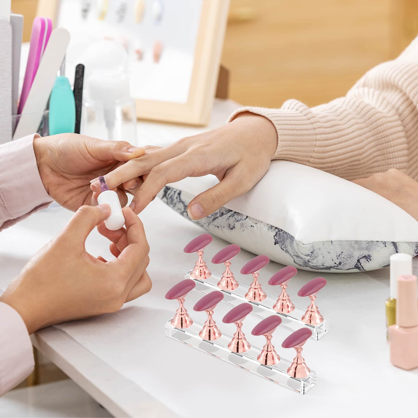 Difenni nail art display for showcasing designs at home or salon