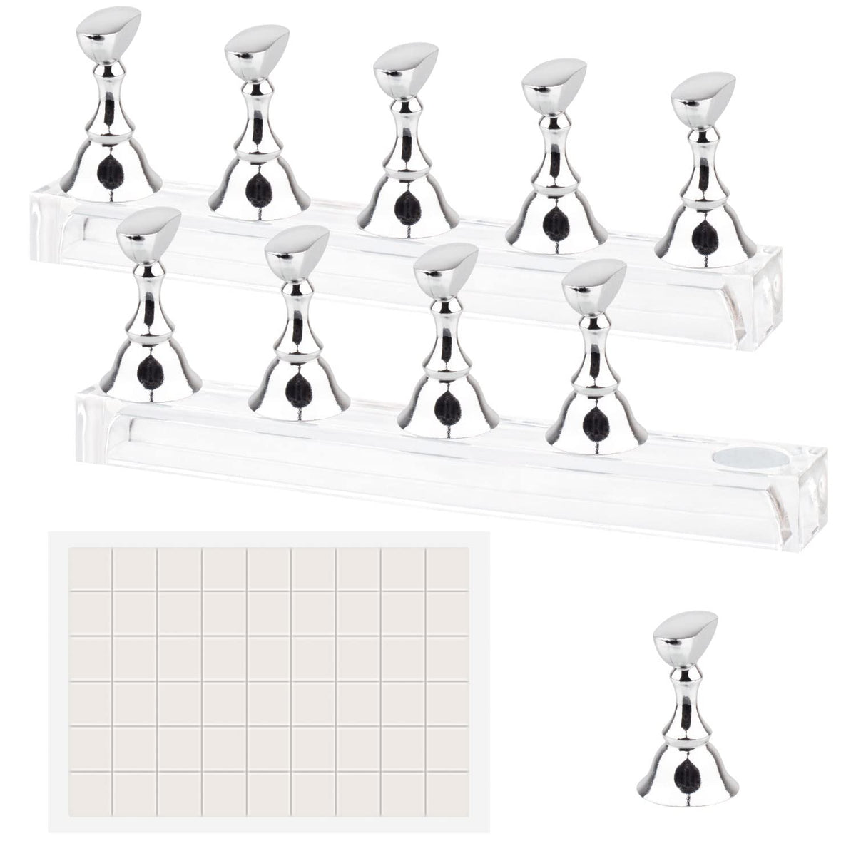 Difenni nail stand silver packaging image showing a complete DIY nail practice kit.