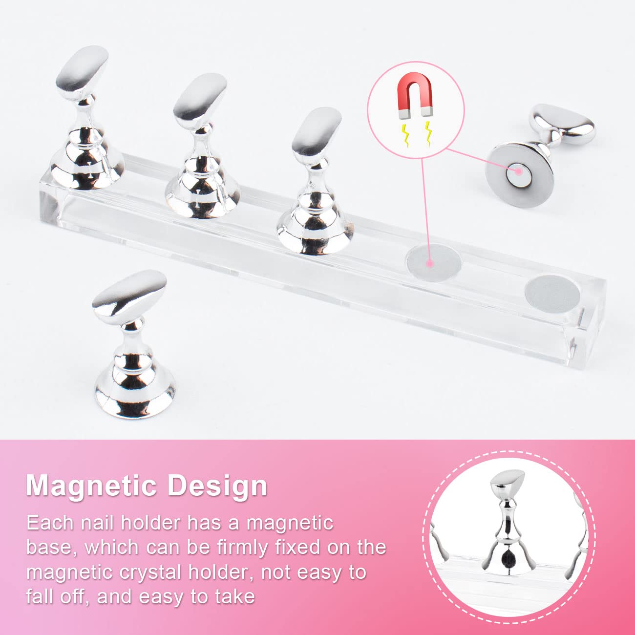 Difenni nail tips displayed on stand for precise nail art planning.