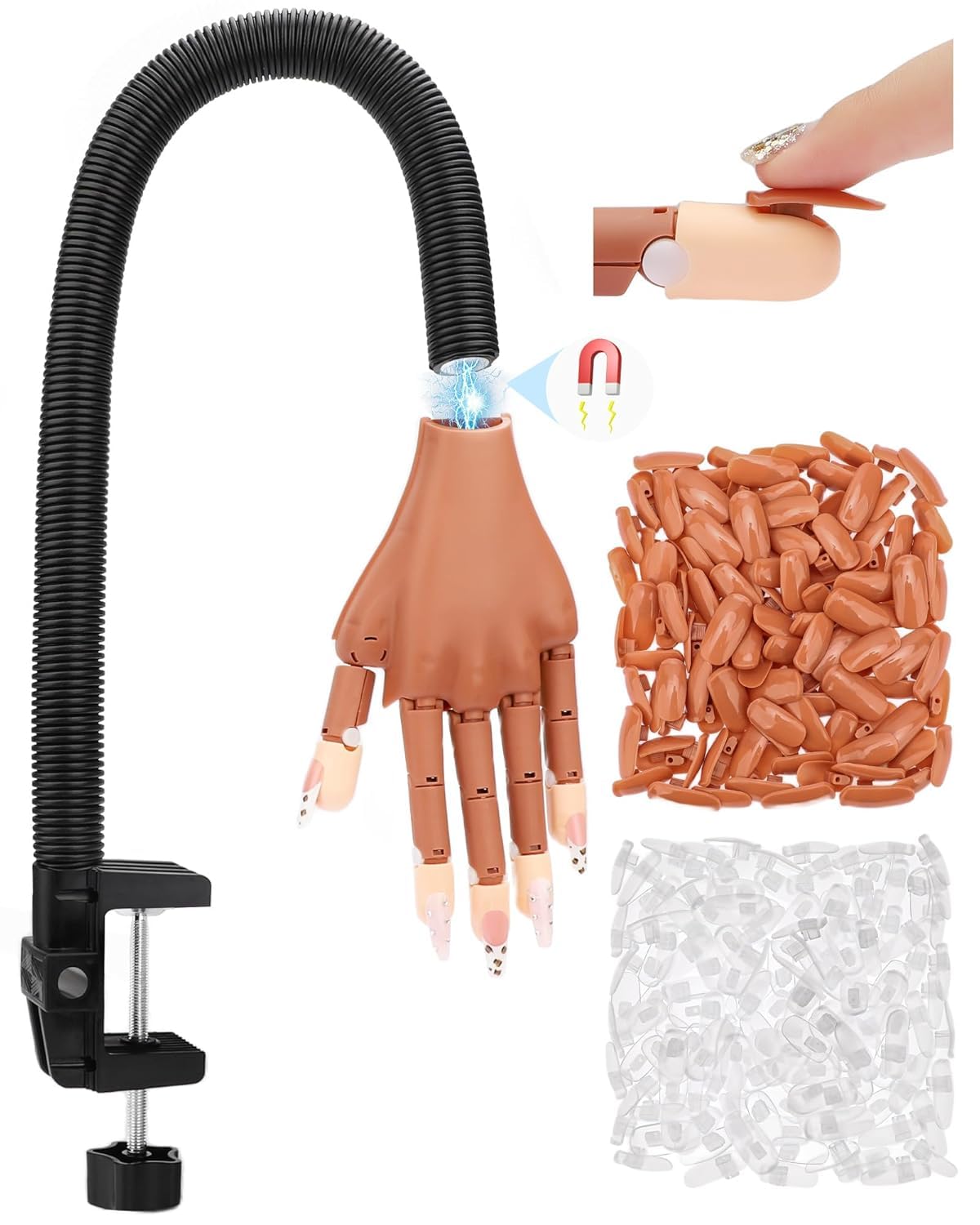 Difenni practice hand with magnetic design for stable acrylic nail work