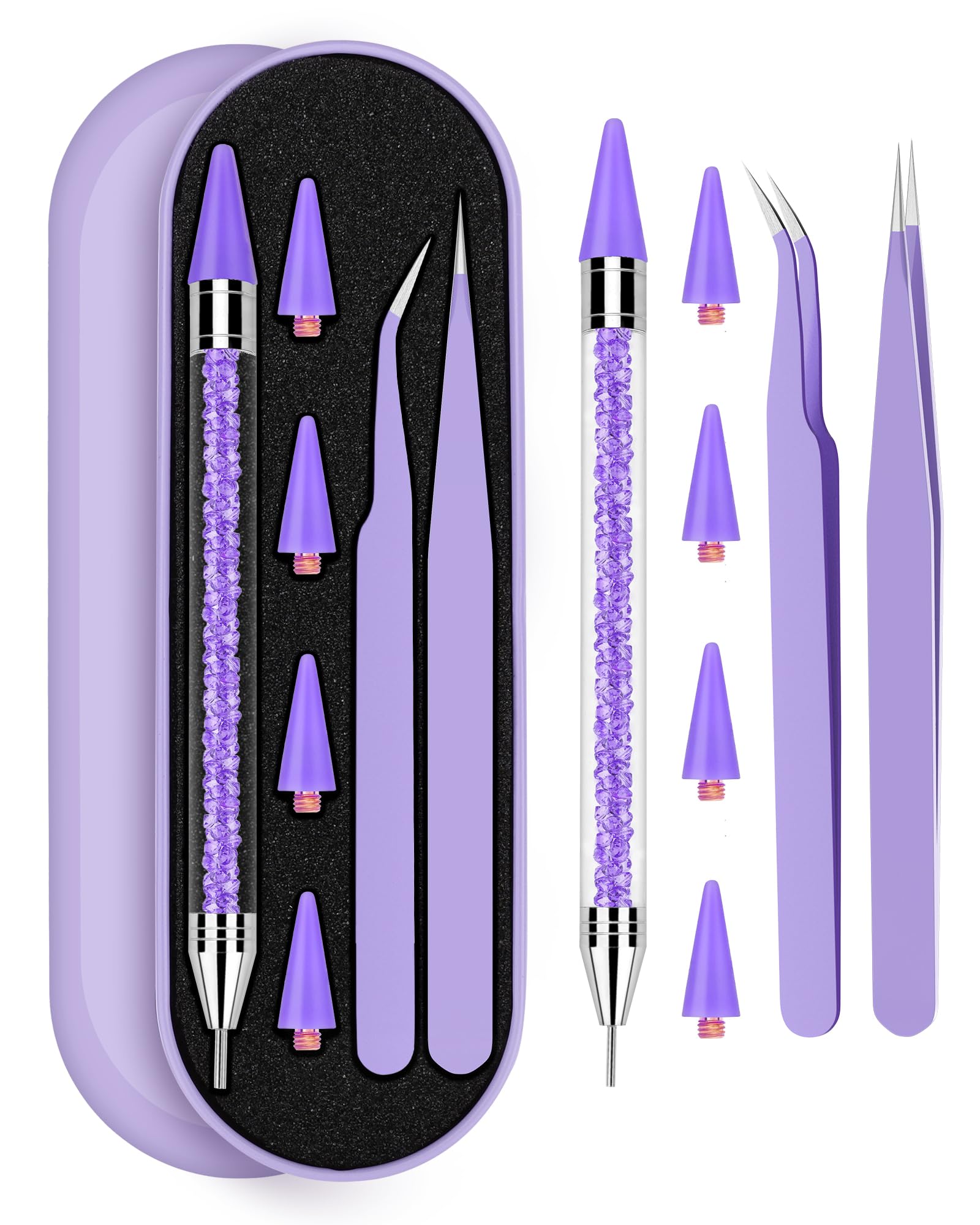 Difenni Rhinestone Picker Set shown in a purple box for precise nail art