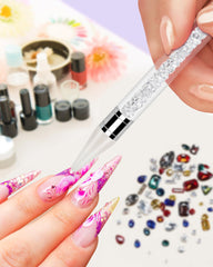 Difenni rhinestone tweezers for handling varied sizes.