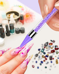 Difenni tweezers gripping small crystals for exact placement