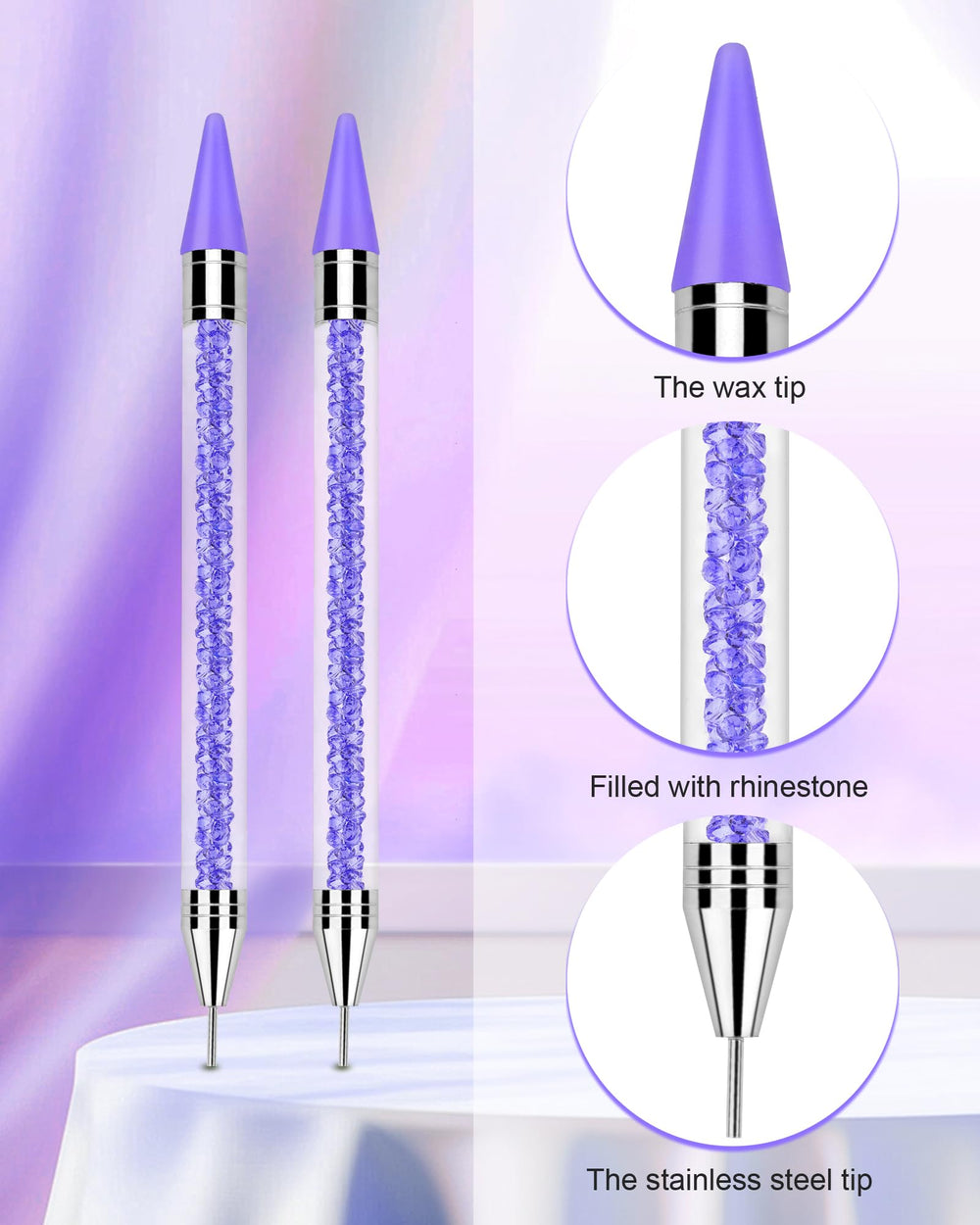 Difenni wax tips enable accurate rhinestone placement on nails