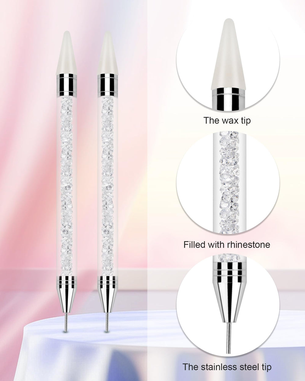 Difenni rhinestone wax tips for easy picking stones.