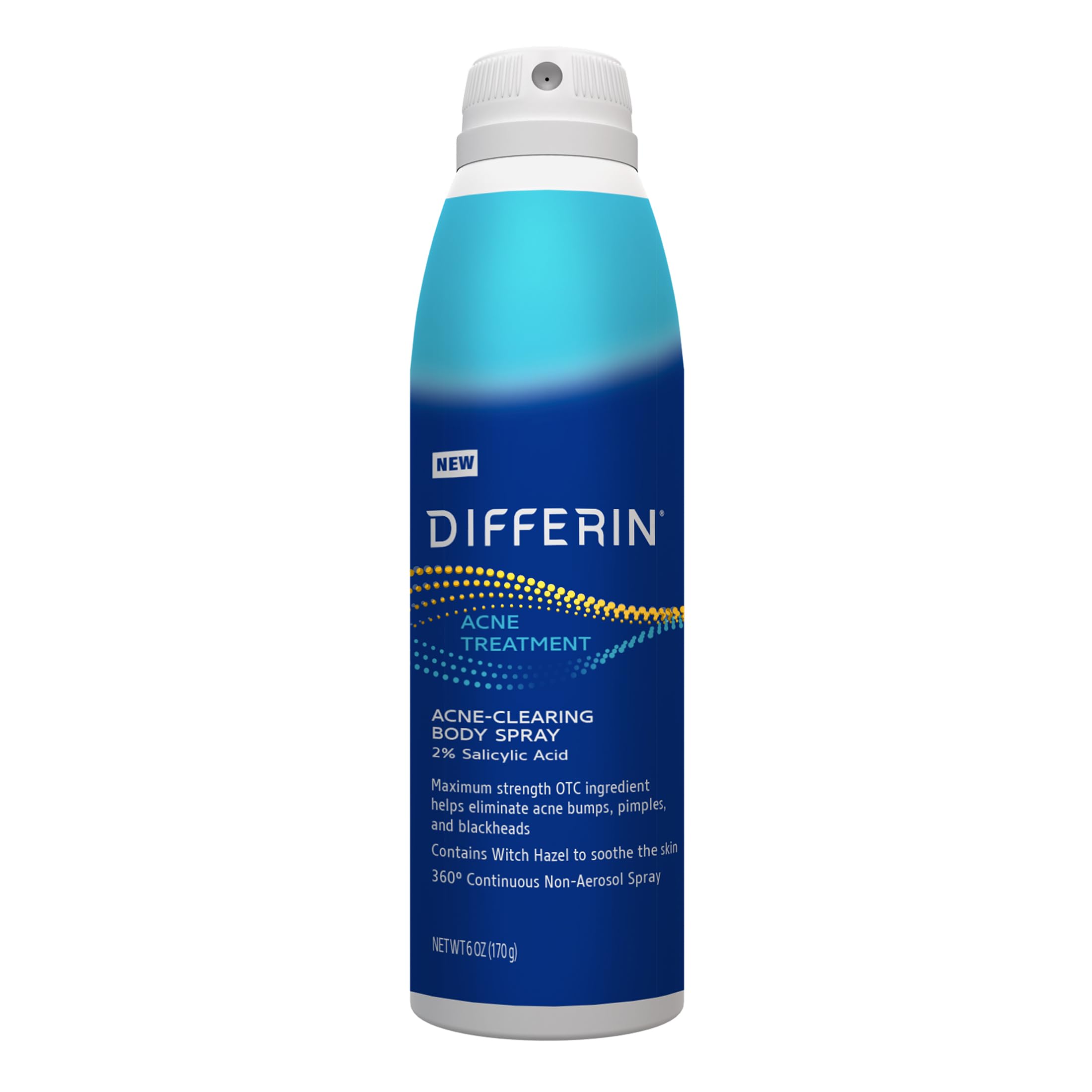 Differin Acne-Clearing Body Spray bottle ready for daily use, promoting clear skin.