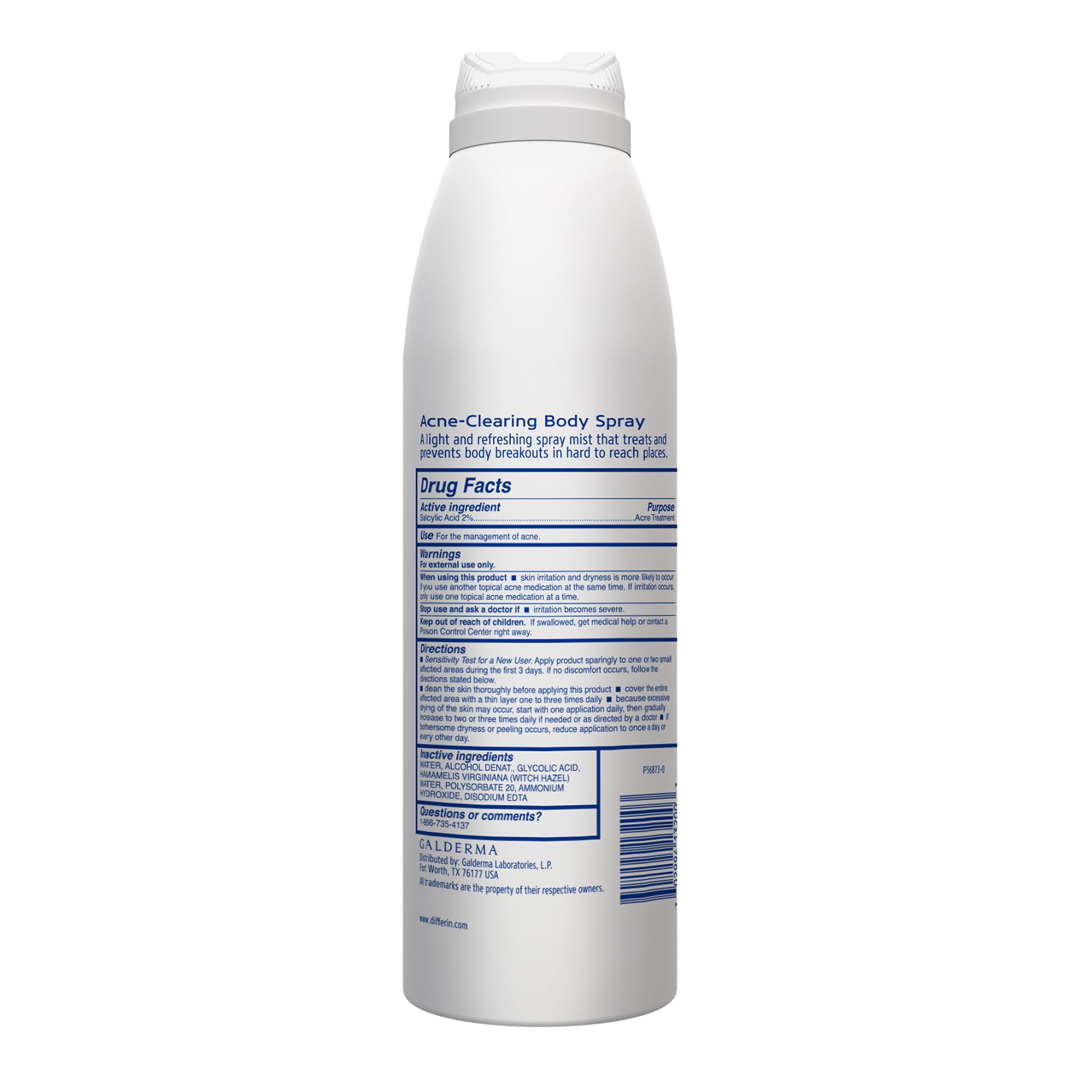 Differin body spray 3% glycolic acid exfoliating dead skin cells.