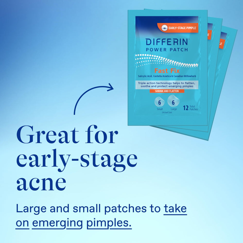 Differin acne patches packaging box with 36 patches.