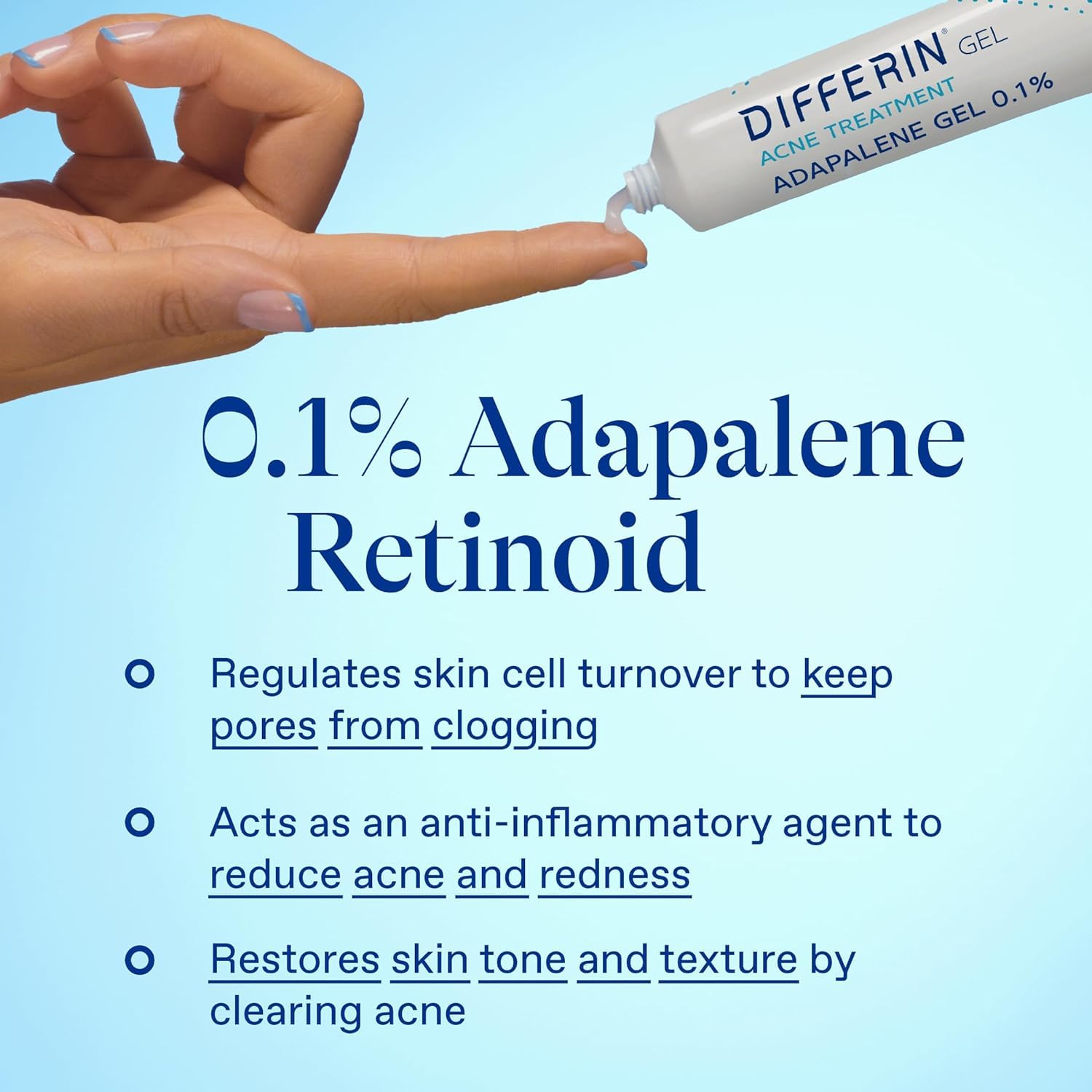 Night skincare moment with Differin gel as part of evening routine.