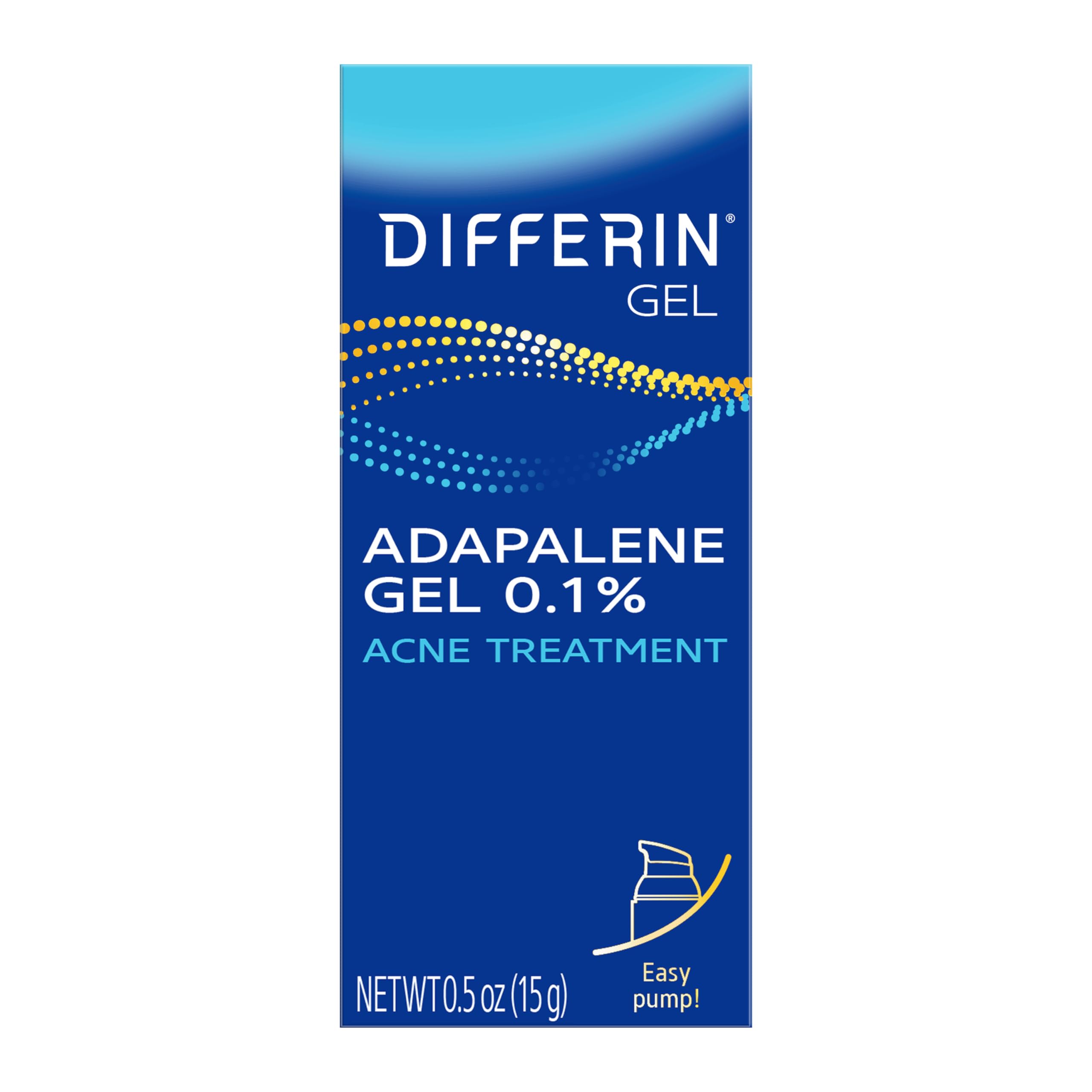 Differin acne treatment gel pump for easy daily application.